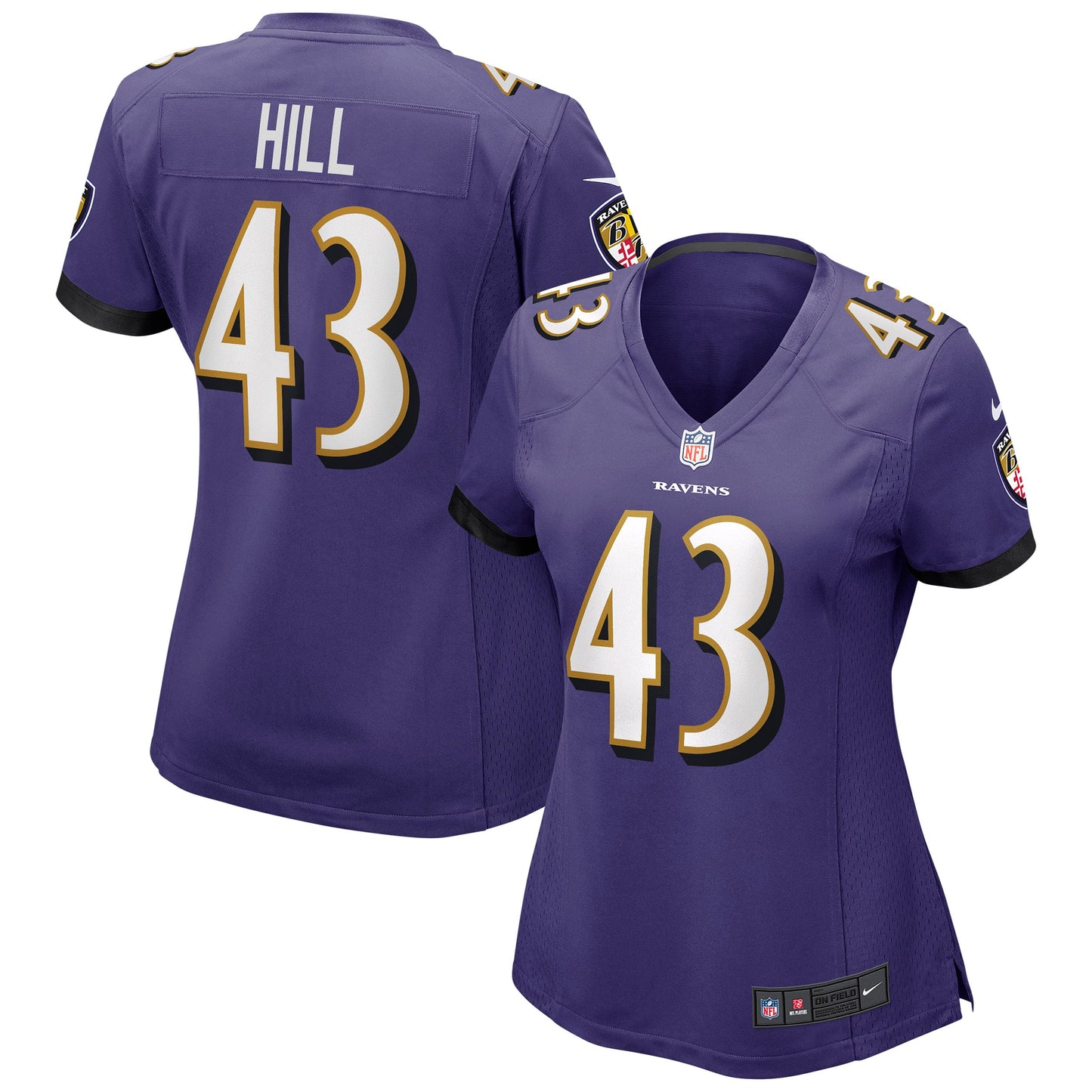 Justice Hill Baltimore Ravens Nike Women's Game Jersey - Purple