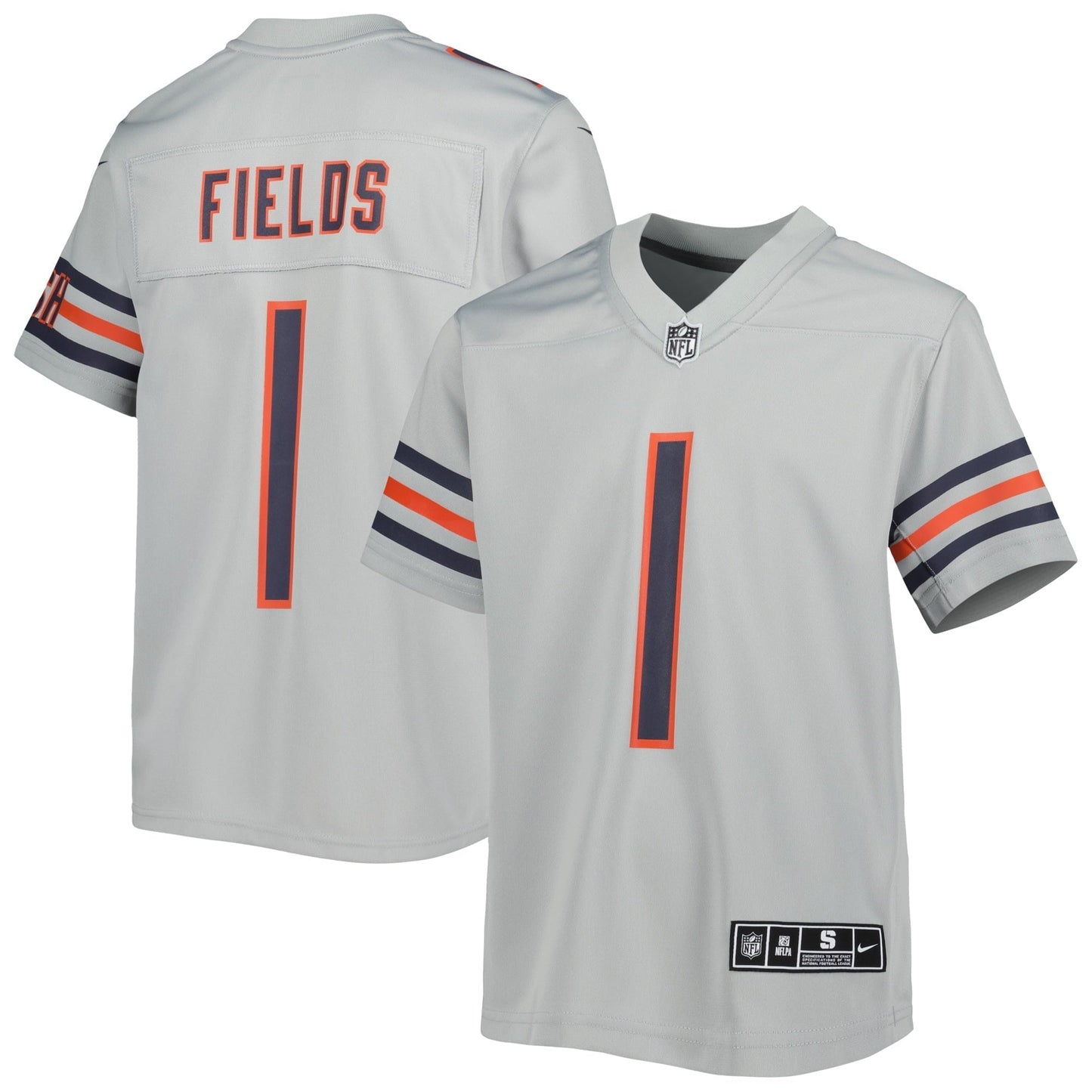 Youth Nike Justin Fields Gray Chicago Bears Inverted Game Jersey